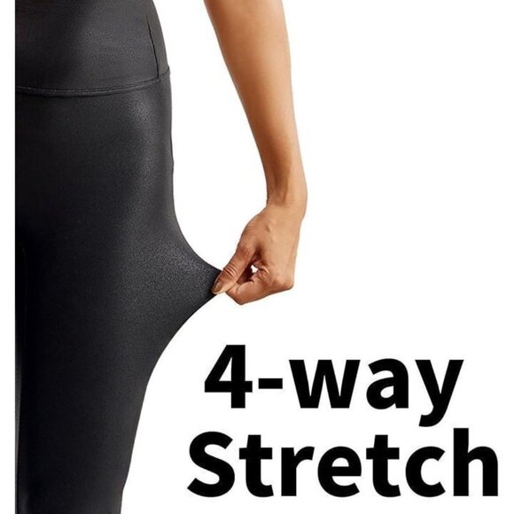 Faux Leather Leggings Women High Waisted Leather Stretch Tummy Control XL - Picture 4 of 6